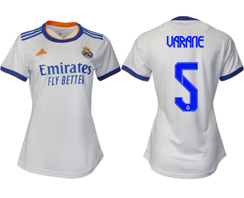 Women 2021-2022 Club Real Madrid home aaa version white #5 Soccer Jerseys